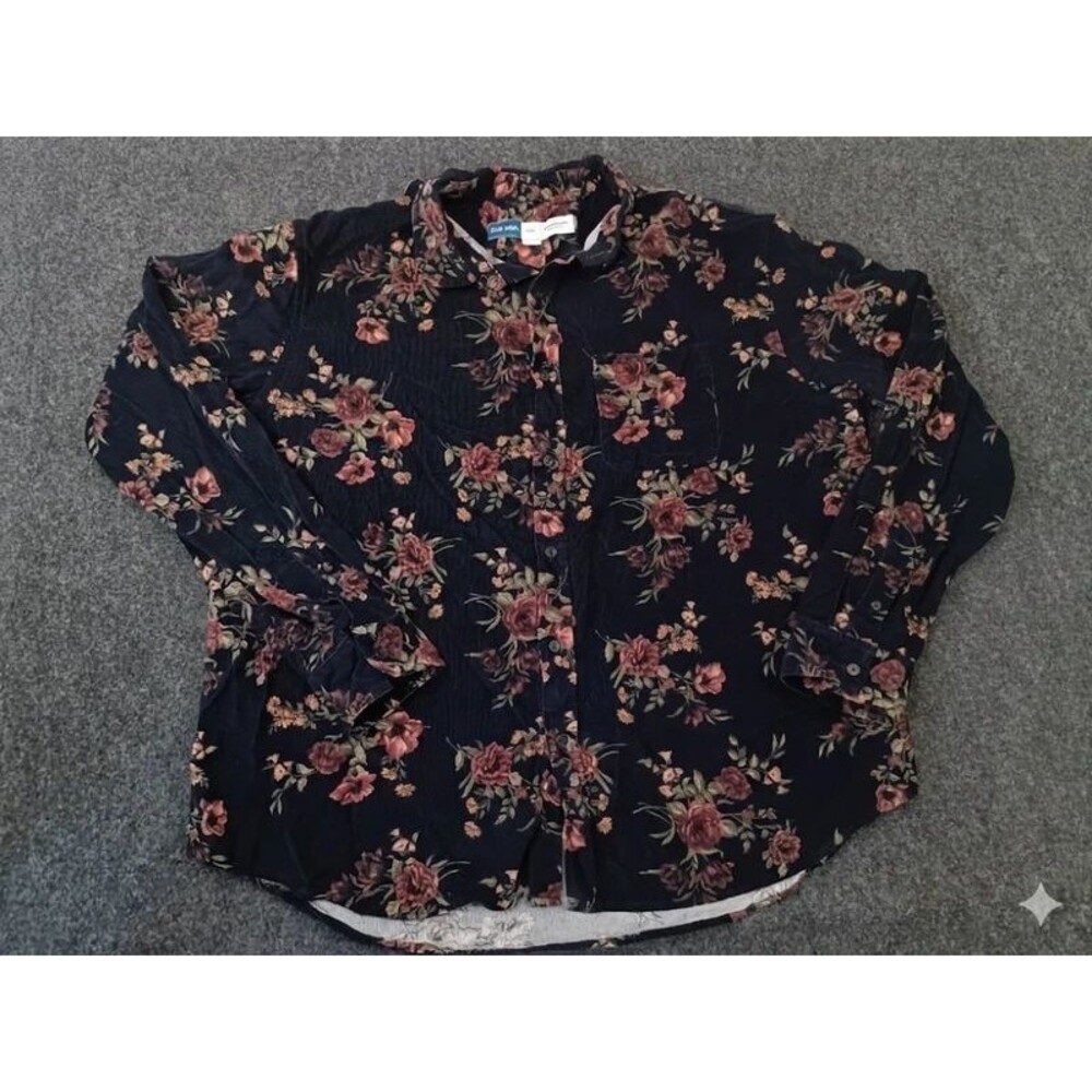 Old Navy Everyday Shirt XXL Floral Corduroy Button Down